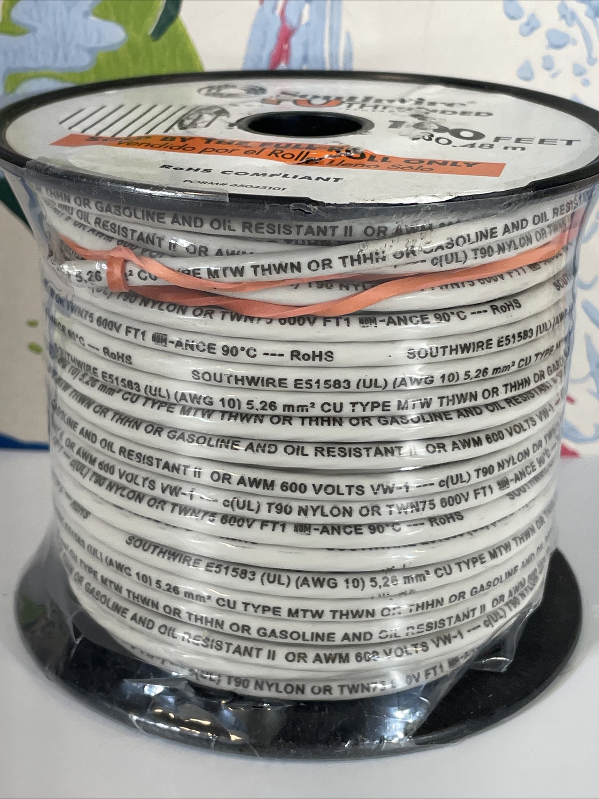SouthWire THHN 10 AWG 100ft White Stranded CU Building Wire