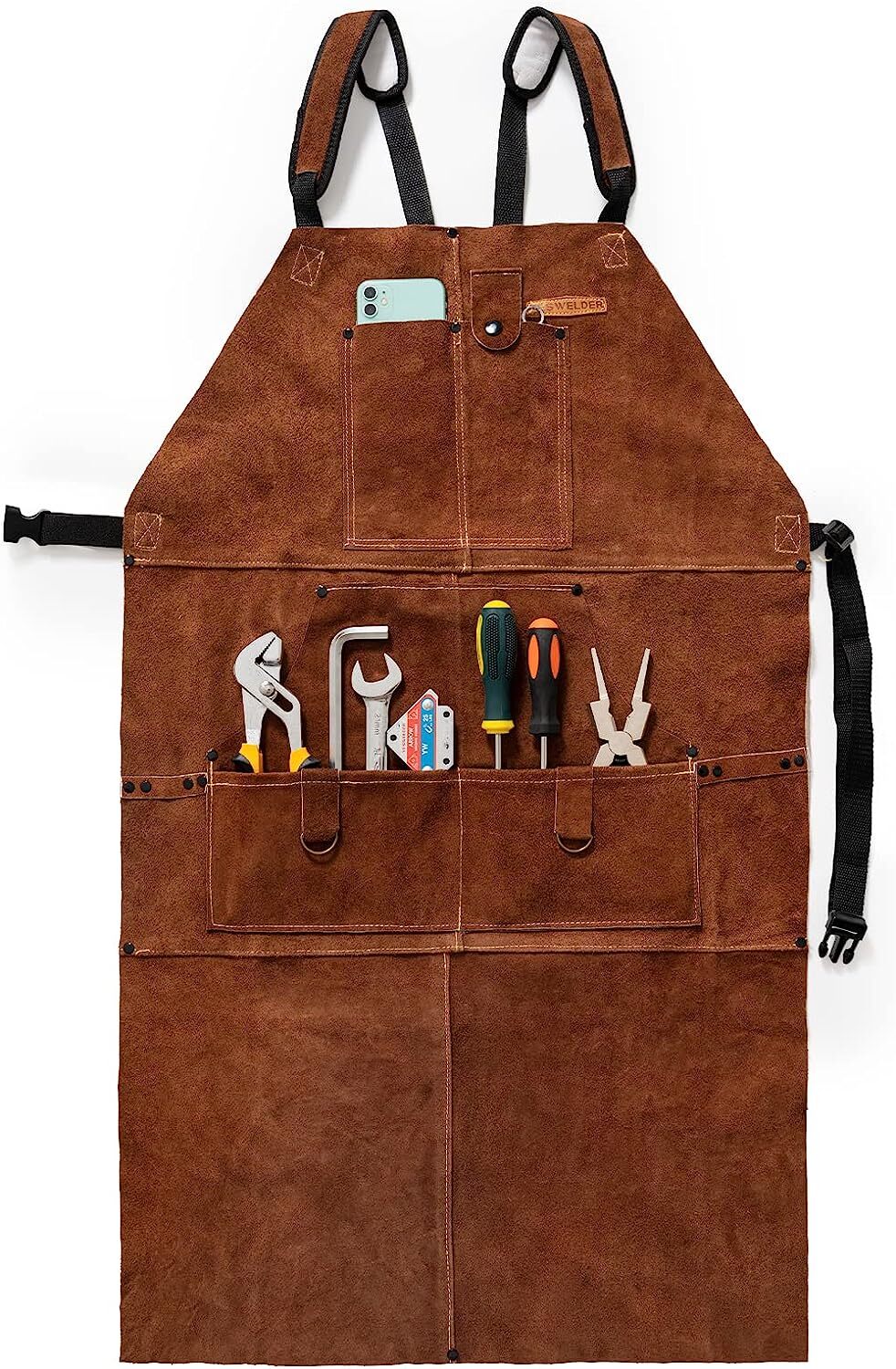 41″x 23″Cowhide Leather Welding Apron Heat Resistant Clothing with pockets