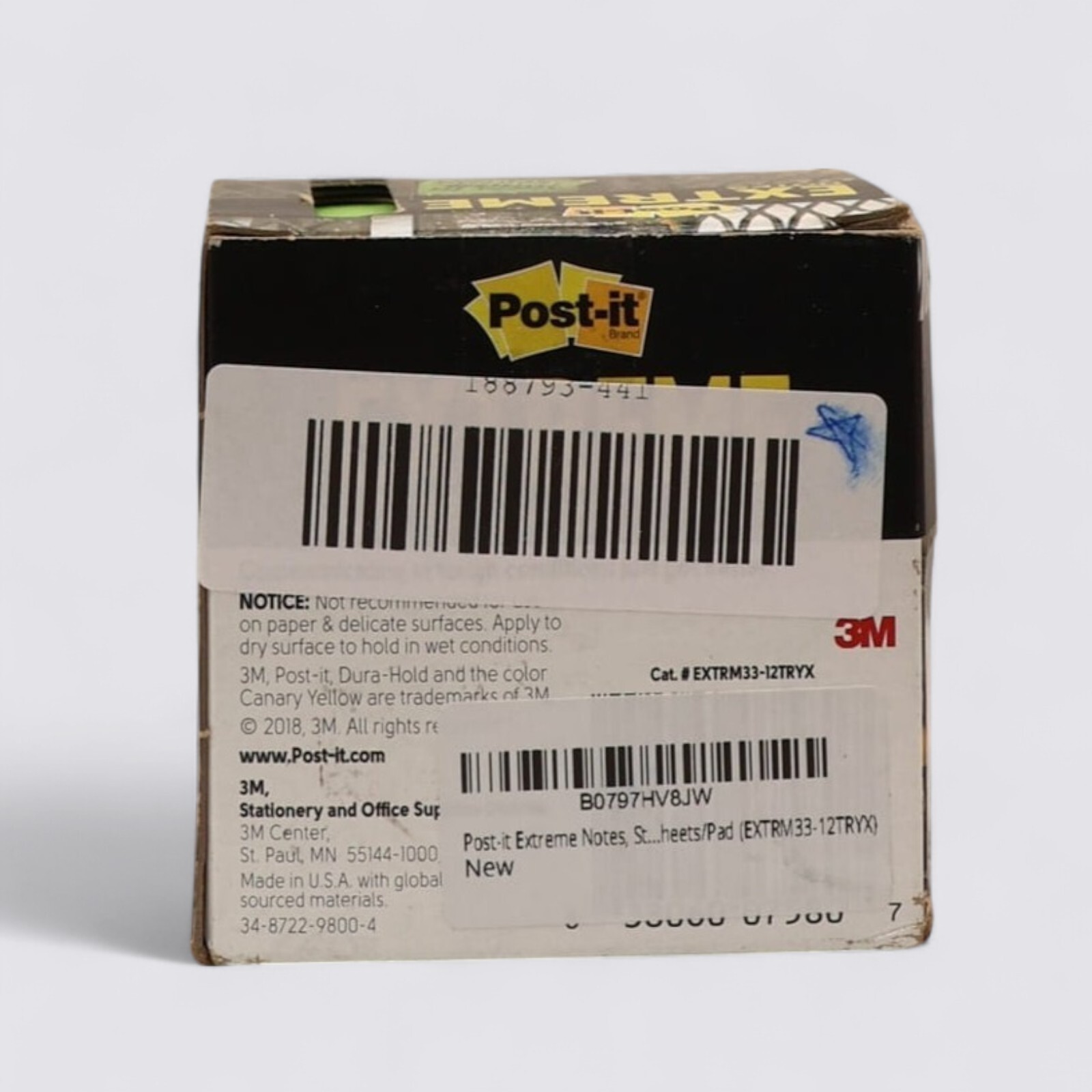 Post-it Extreme Water-Resistant Self-Stick Notes Multi-Color 3×3. 12 Pads. 540