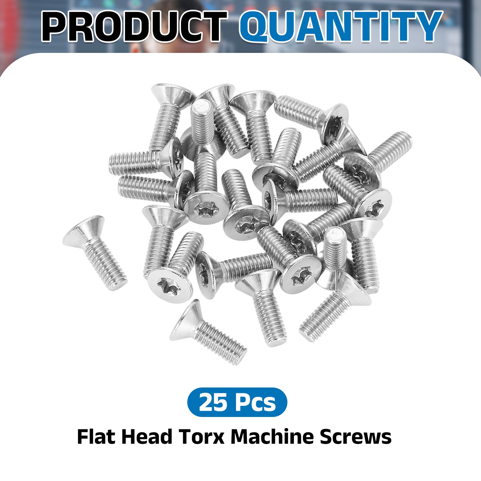 25Pcs M4-0.7 x 12mm Flat Head Torx Machine Screws 304 Stainless Steel