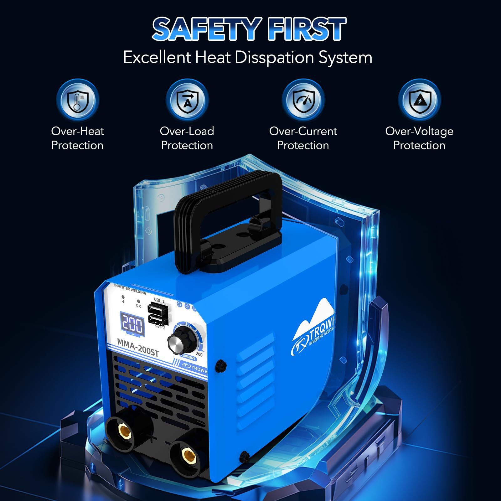 TRQWH 200A ARC Welder, 110V Portable Stick Welder with IGBT and Digital Display