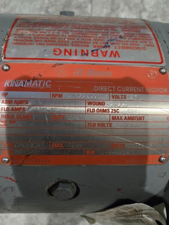 GE KINAMATIC DIRECT CURRENT 1 HP MOTOR 5CD142FC0008B032 CDL182ATC 180V NEW $1499