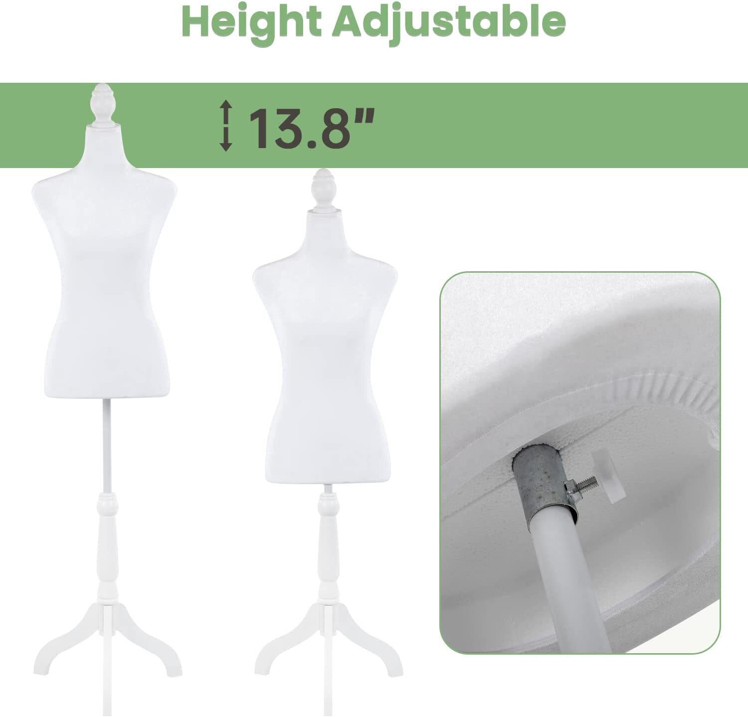 Adjustable Female Mannequin Torso Dress Form Clothing Display W/Tripod Stand