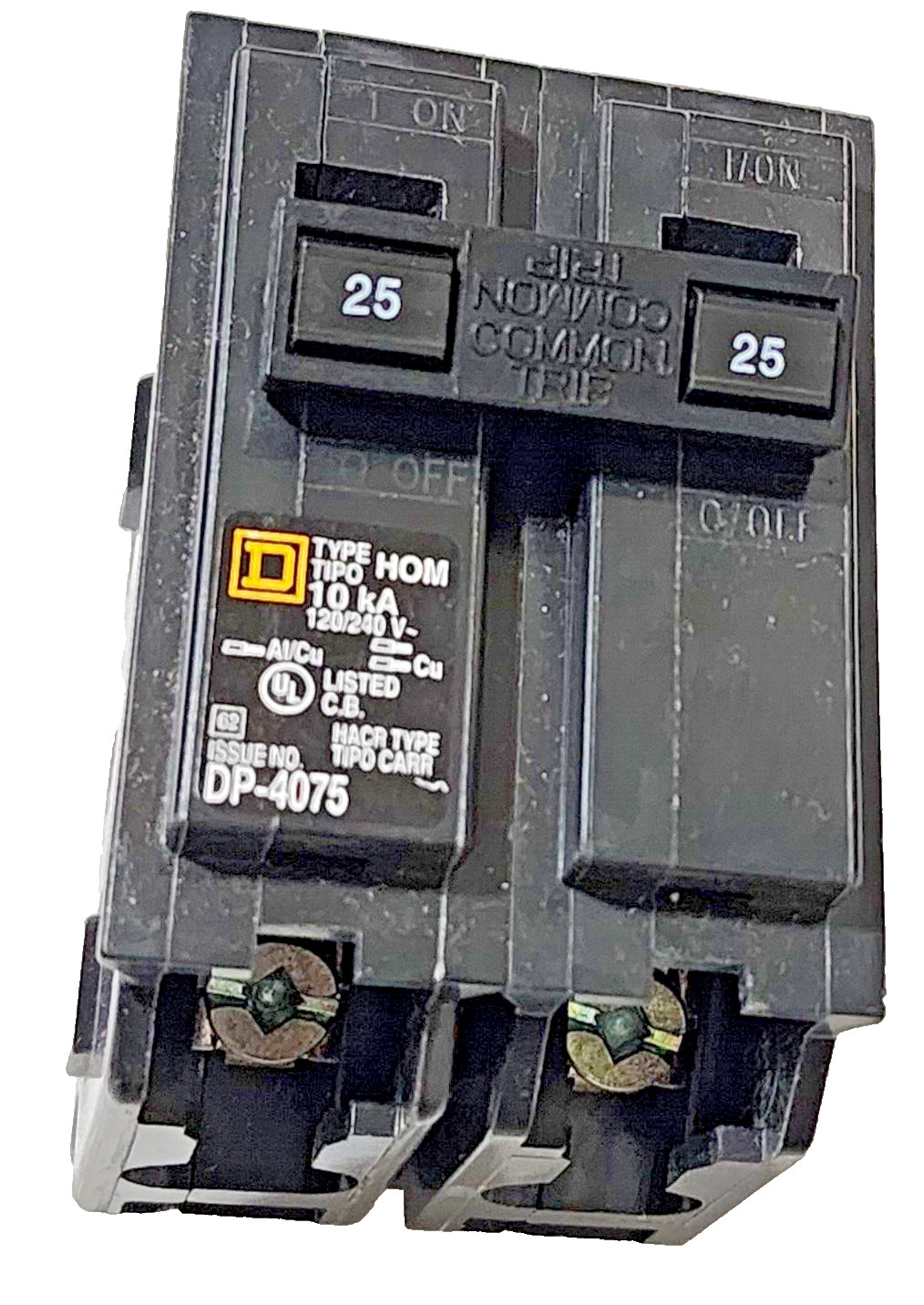 Square D HOM225CP, 2-Pole 25 Amp Plug-On Circuit Breaker 120/240Vac