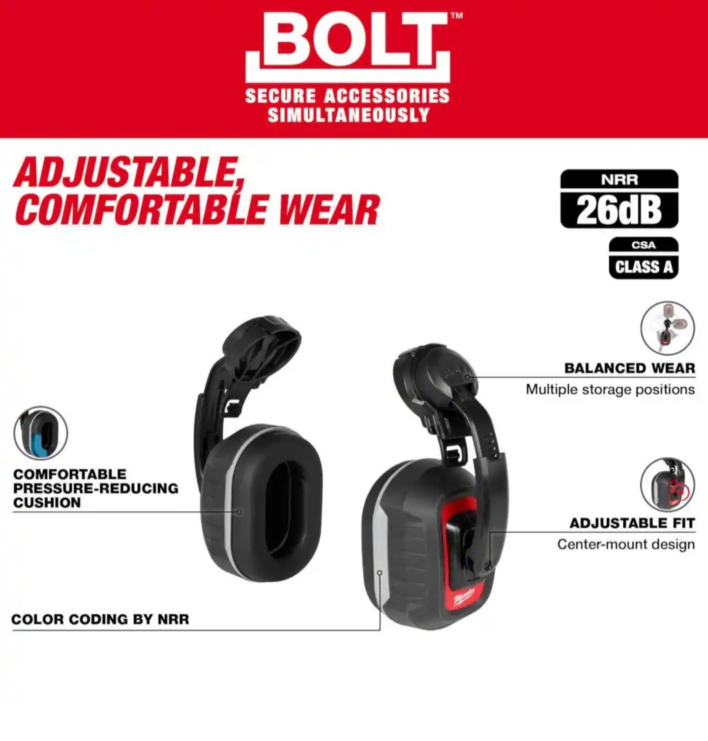 Milwaukee 48-73-3251 BOLT 26dB Earmuffs