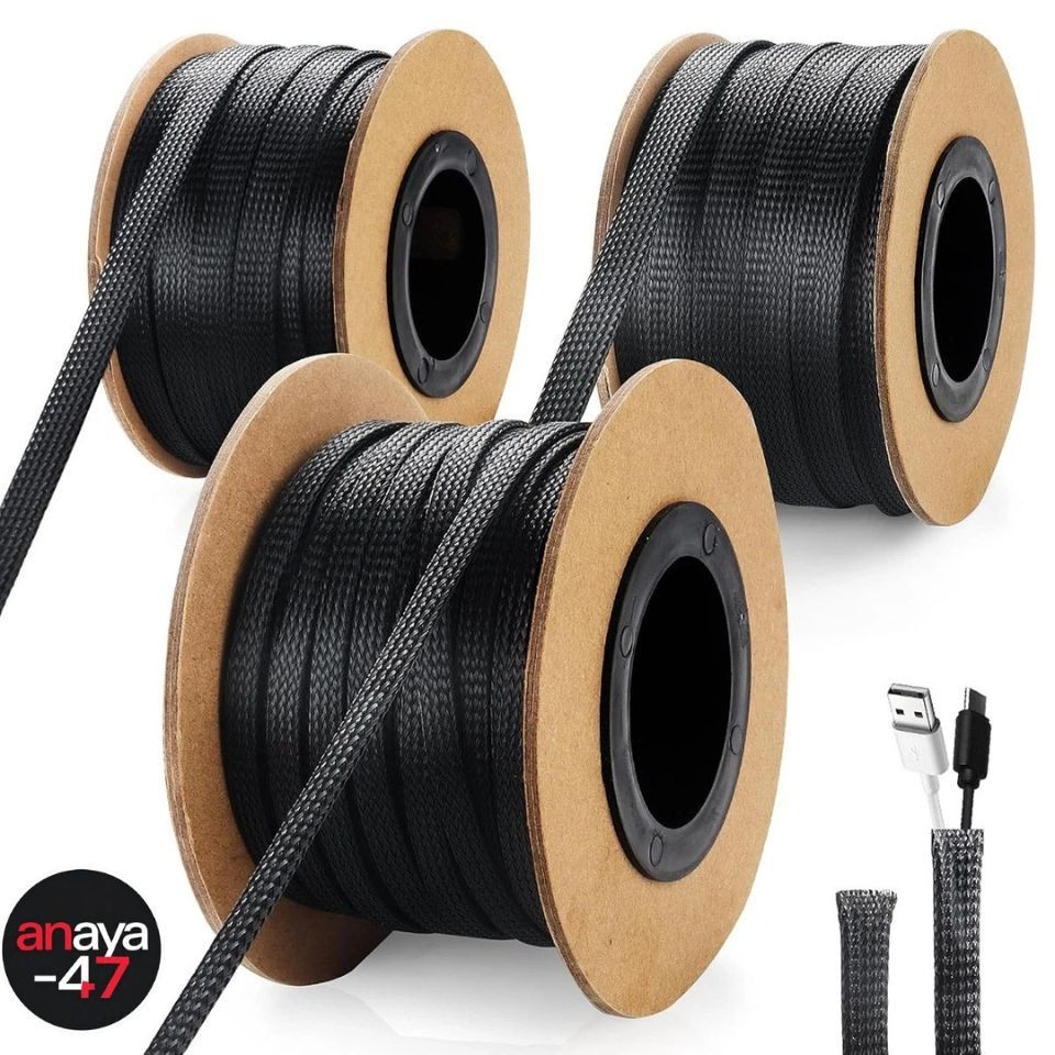 Split Braided Cable Sleeve 3MM-50MM Wire Loom Tubing Cable Management for PC Car