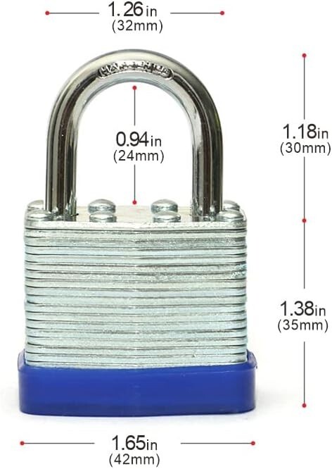 Lot of 16 Piece 40mm Laminated Pad Locks Keyed the Same Alike