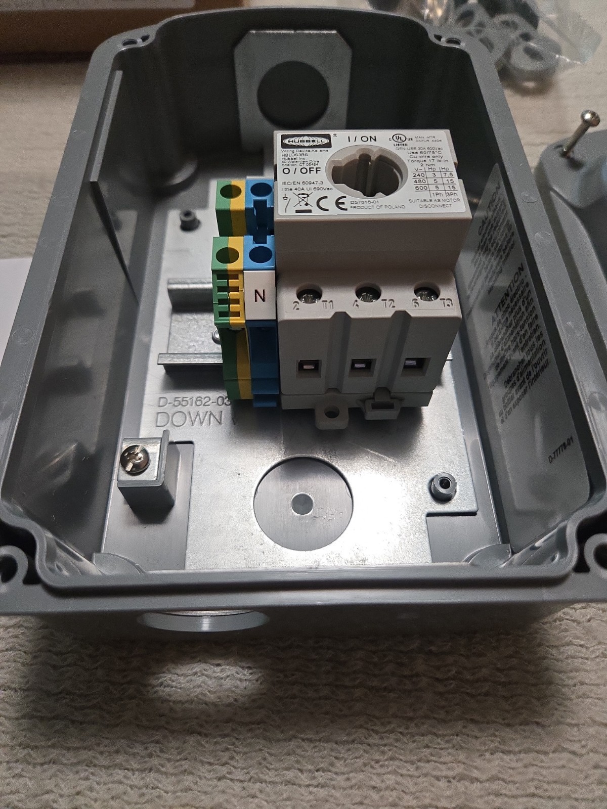 Hubbell, HBLDS30, Circuit-Lock Disconnect Switch, 30A, 600VAC, 3P