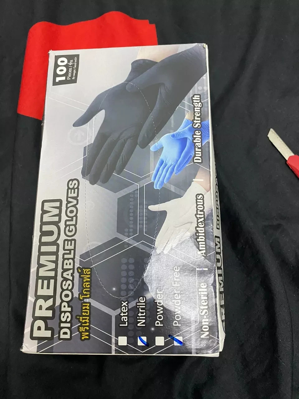 (200PCS) New Quality Nitrile Glove Powder Free / Blue Thick / Size L