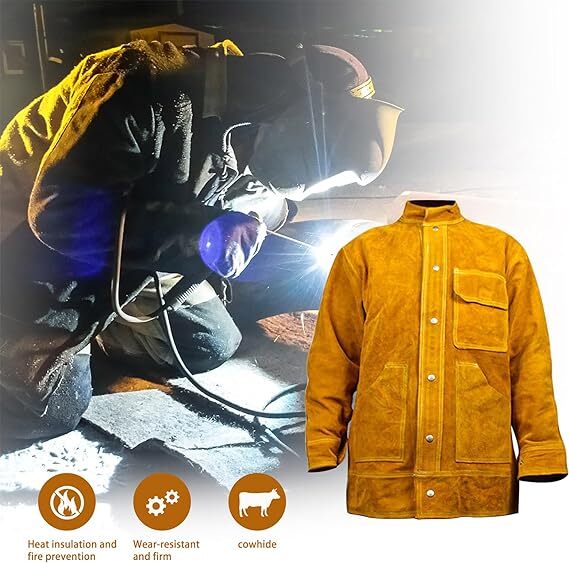 Leather Welding Work Jacket Split Welder Jacket Clothes For Men Women XXXL Size