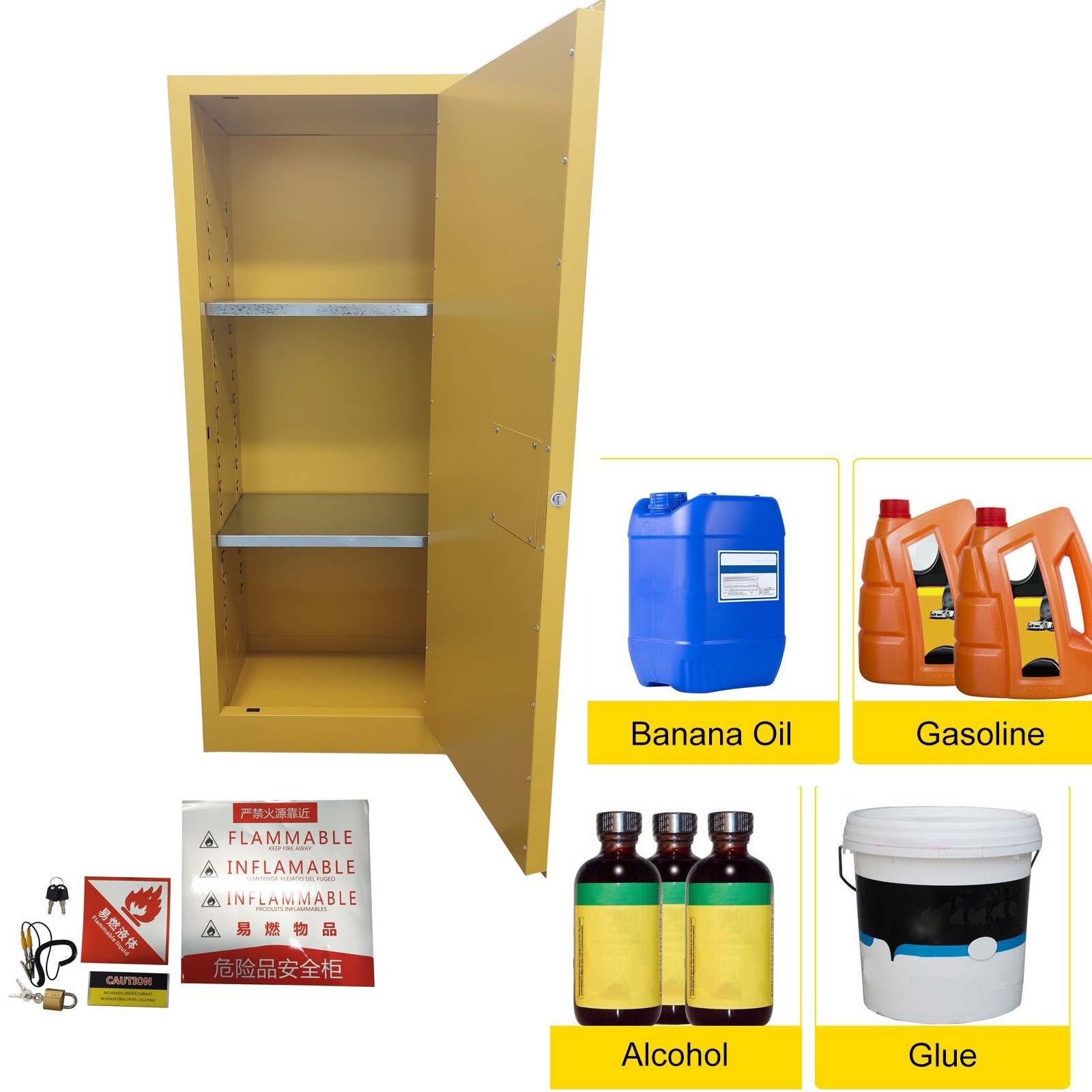 78Gallon Safety Flammable Storage Cabinet 23.2×18.1×64.96in w/2 Adjustable Shelf