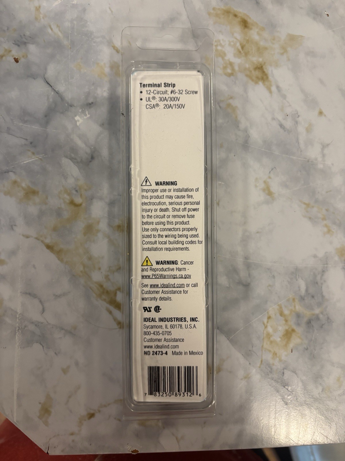Ideal 89-312 Terminal Strip, 12-Pole, 22-14 AWG
