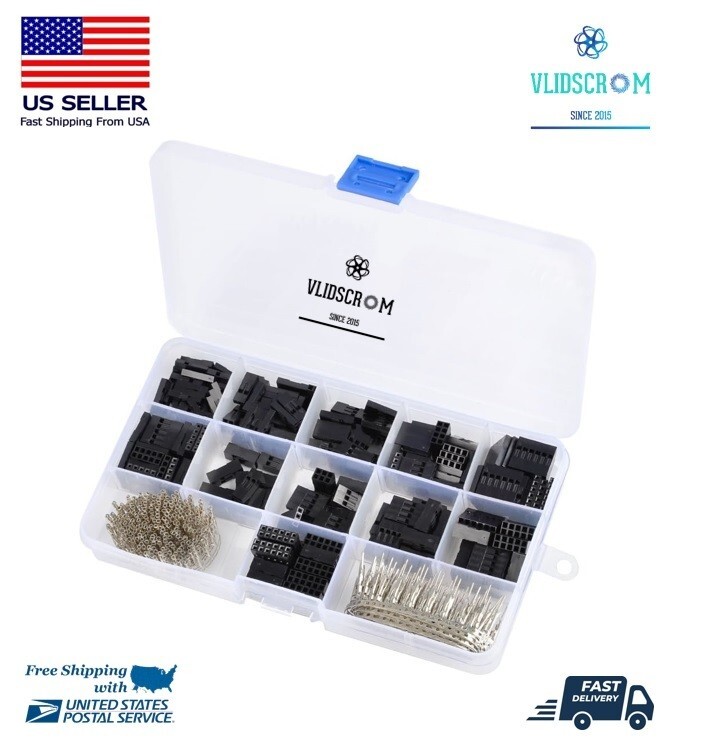 620Pcs 2.54mm Pitch SM Housing Connector Male Female Crimp Pins Adaptor Jst Kit