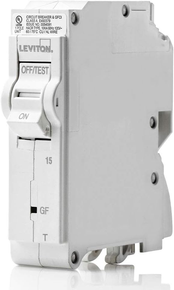Leviton 15A 1-Pole Plug-On GFCI Branch Circuit Breaker, 15-Amp, White