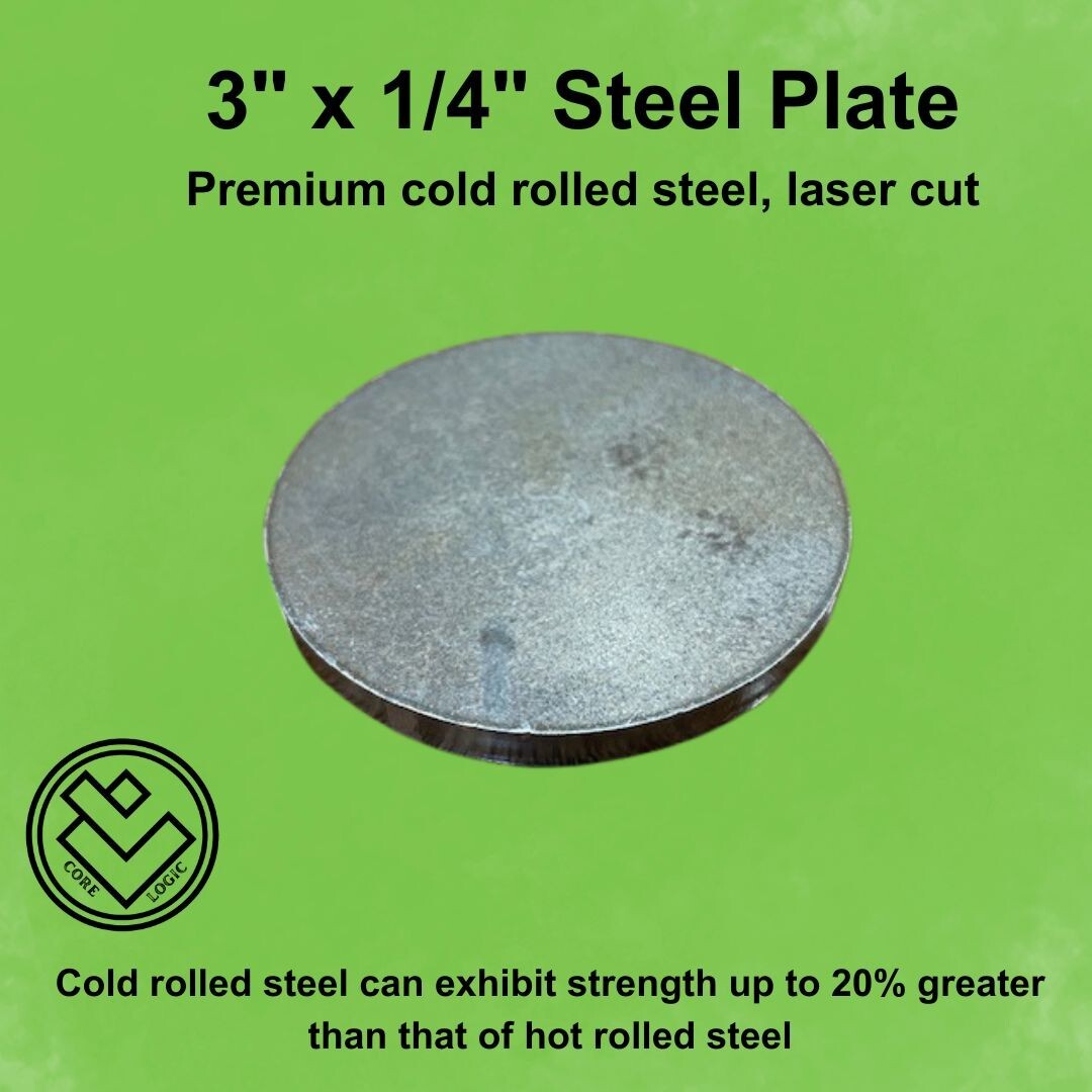 (4) -1/4″ Round Steel Plates, 3″ diameter, Cold Rolled Steel, Disk, Circle