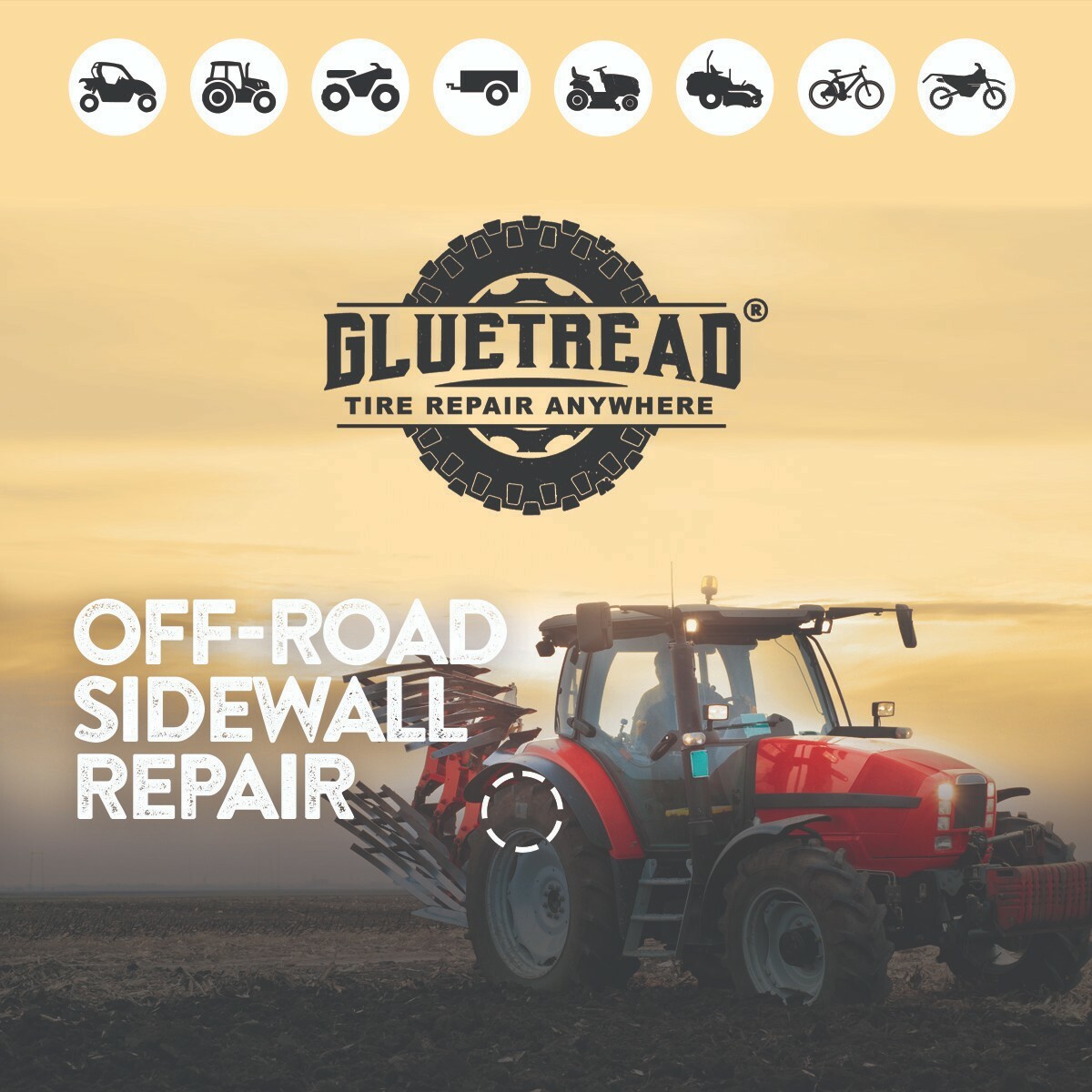 GlueTread Tractor Sidewall Tire Repair Kit Easy to Apply No Need to Remove Tire