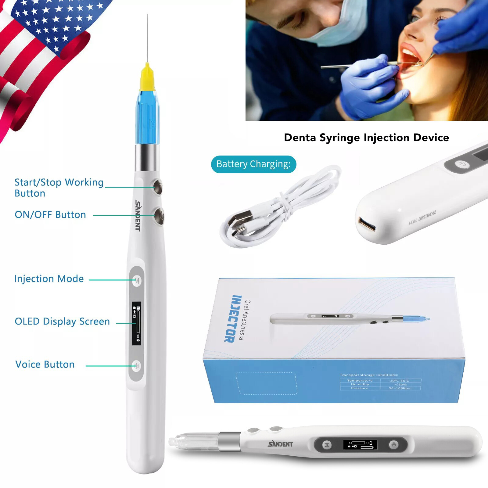 Woodpecker Style Dental Painless Oral Local Anesthesia Device anestesia Pen DE