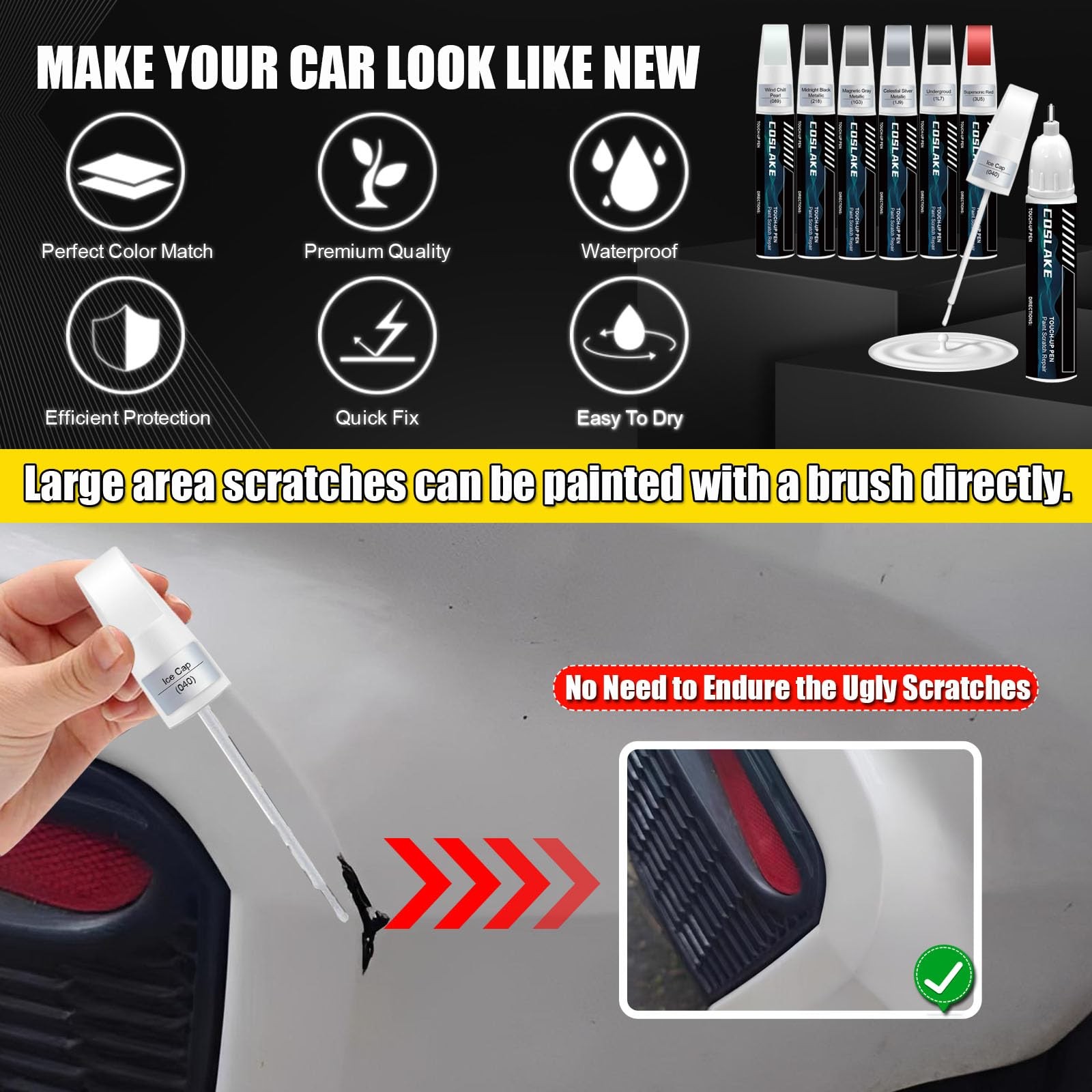 Car Touch Up Paint(Midnight Black Metallic(218)) for Toyota, Car Paint Scratc…