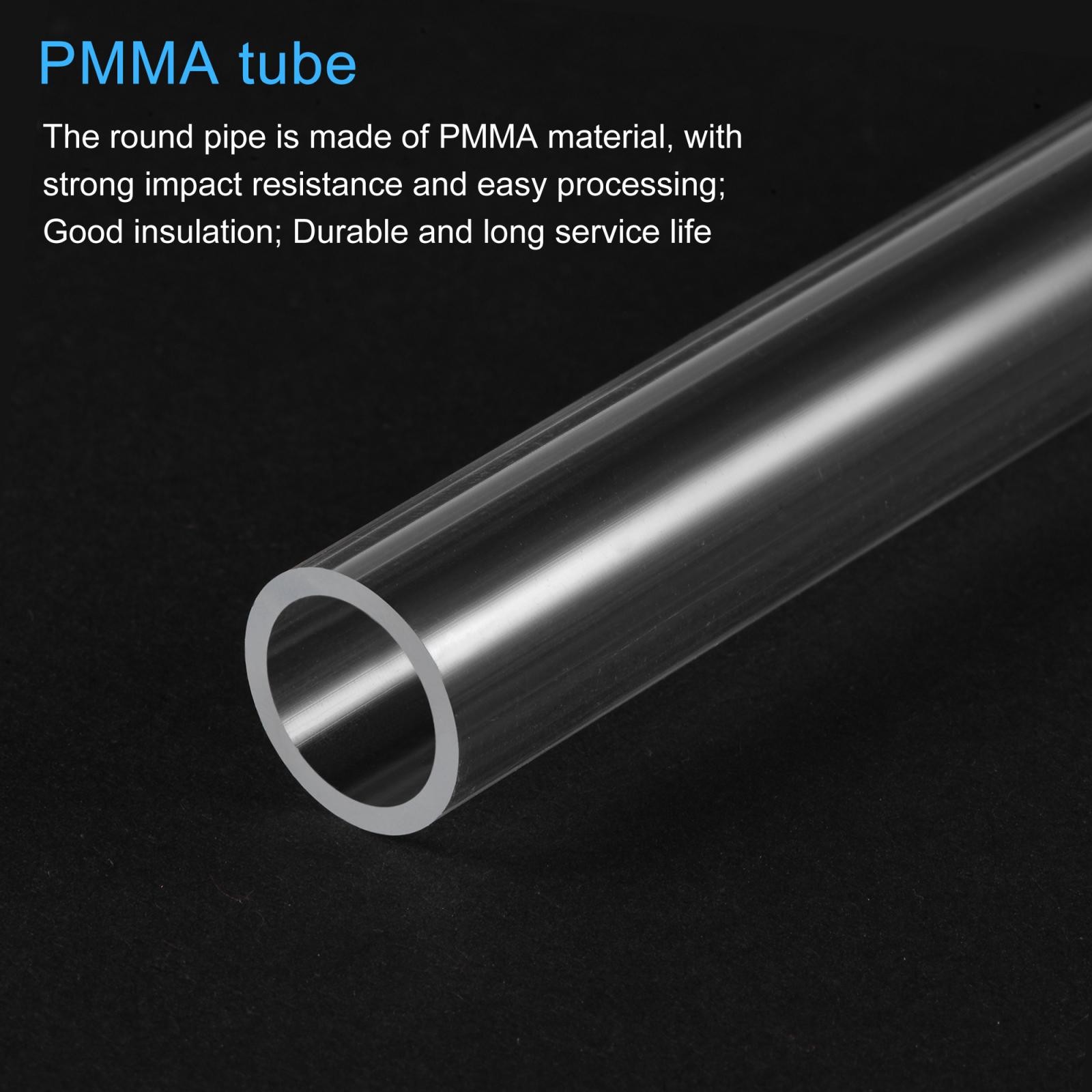 Acrylic Pipe Rigid Round Tube Clear 13mm 0.5″ ID 15mm 0.6″ OD 305mm 12″