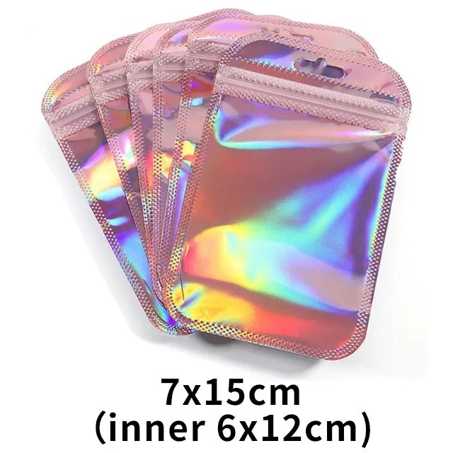50pcs Laser Printed Bags Transparent Self-Sealing Bag Jewelry Beads Storage bags