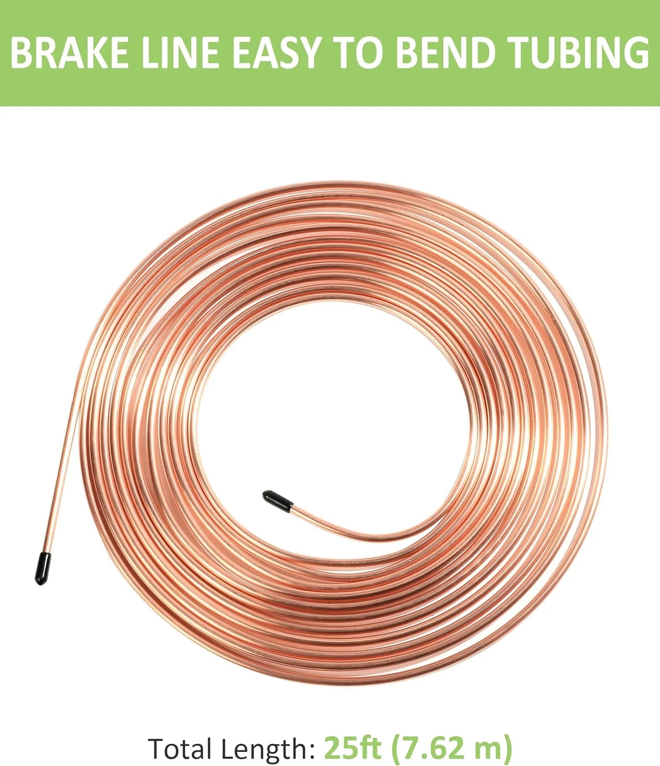 25 Ft. 3/16 OD Copper Nickel Brake Line Tubing Coil and Fitting Kit, 25 Ft of 3/