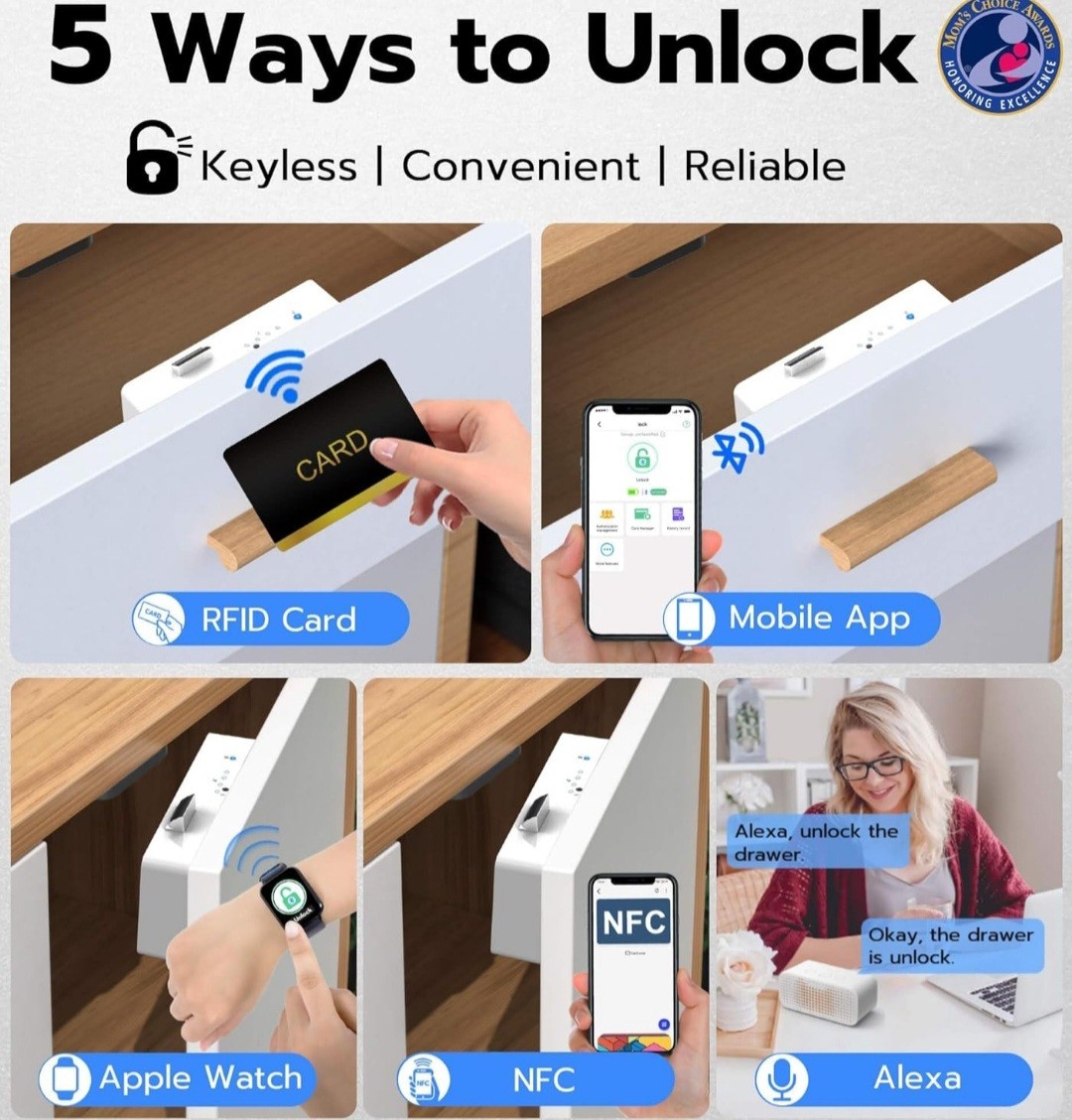 Smart Cabinet Lock, Hidden No Drill Adhesive Magnetic Baby Proofing Child Proof