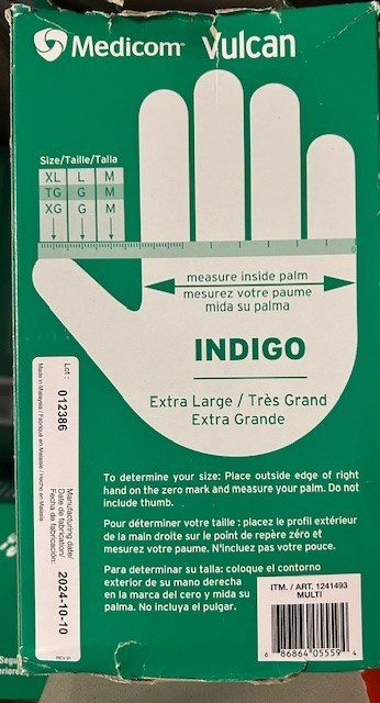 Medicom Vulcan Nitrile Gloves Latex Free General Purpose Indigo 150 XL X-Large