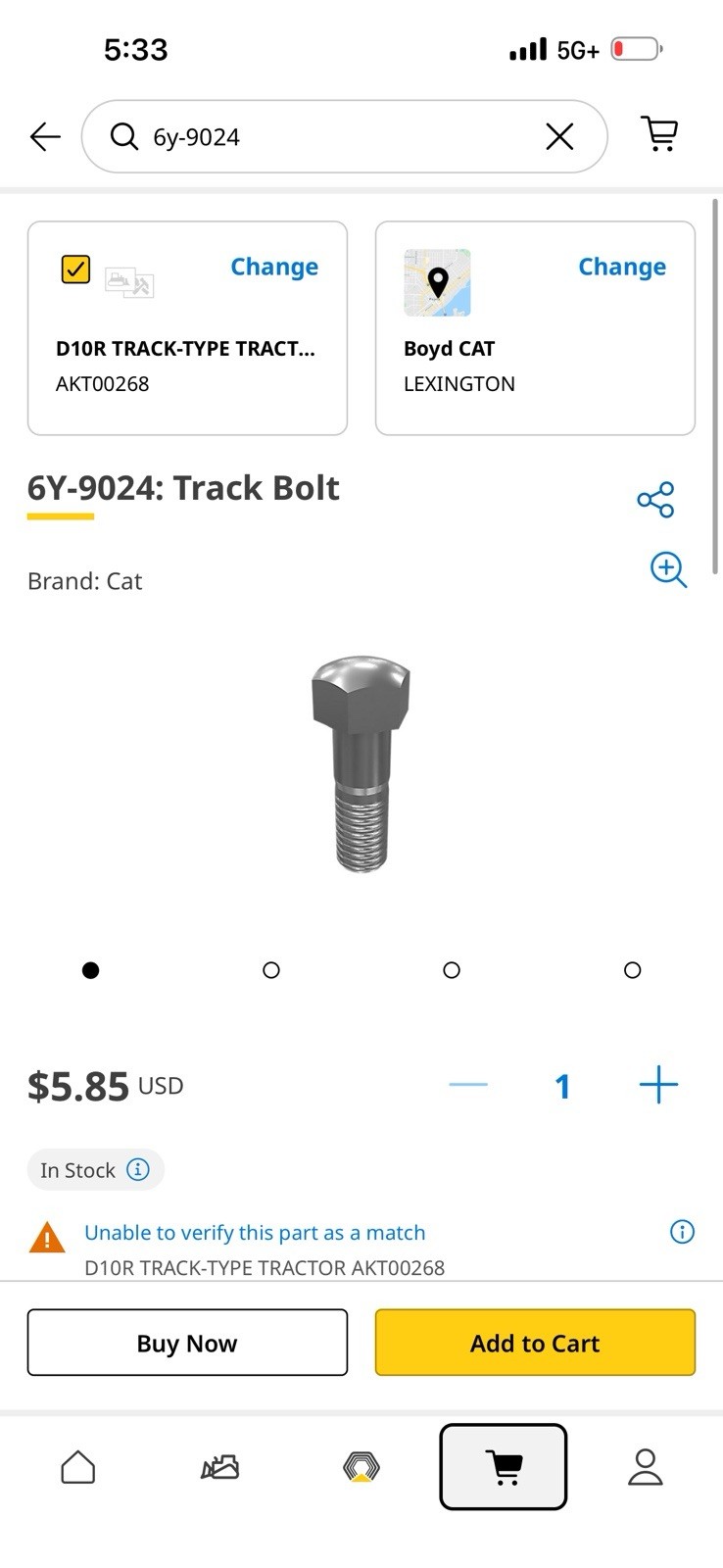 Caterpillar 6Y-9024 & 9W-4381 Track Bolt’s D6R D6T 325C 330B 330C 330D 345D