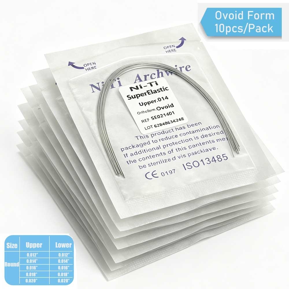 Dental Super Elastic Niti Arch Wire Round Ovoid Form Bracket Braces 10 packs
