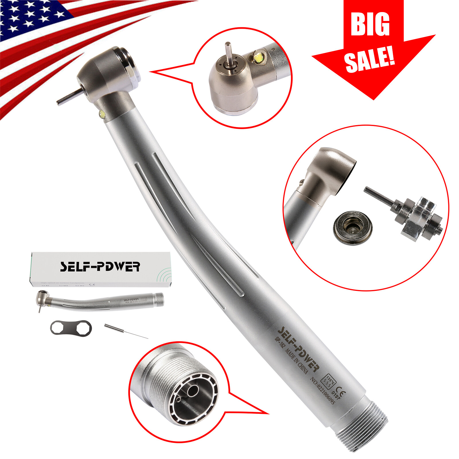 Dental Fiber Optic LED High Speed Handpiece 2H E-generator NSK Style Burr