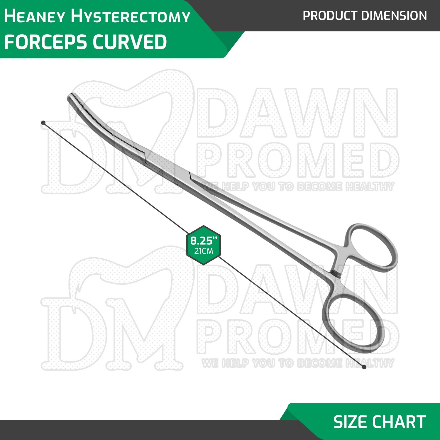 3 Heaney Hysterectomy Forceps Curved 8.5″ Double Tooth OB/GYN Inst German Grade