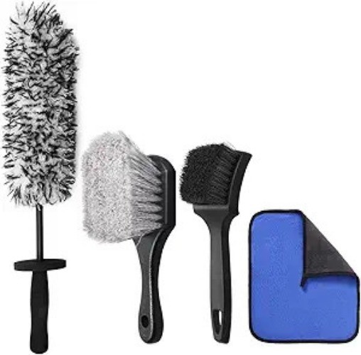 4PCS Professional Wheel Detailing Set – Metal-Free Flat Rim Brush, Du Color: 4