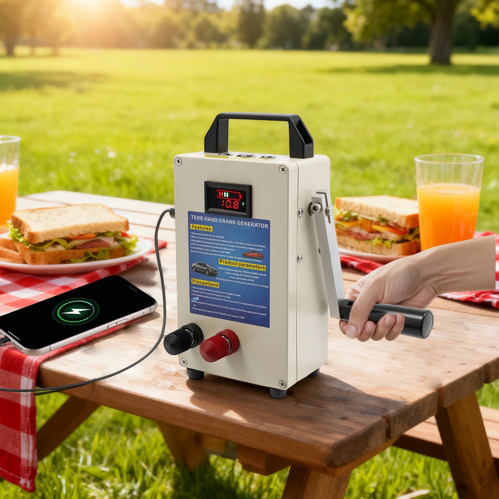 150W Portable Manual Hand Crank Dynamo Generator Emergency Survival Power Energy