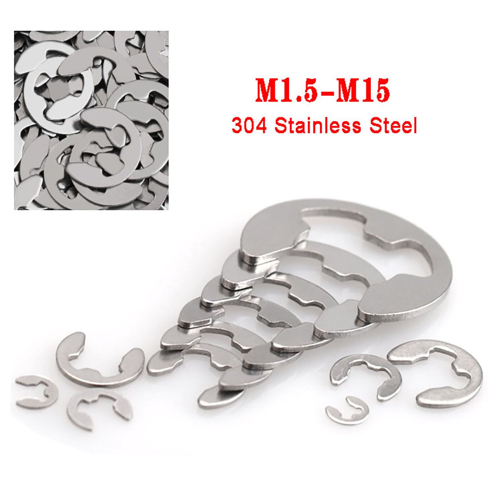 Φ1.5/2/3/3.5/4/5/6/7/8/9/10-15mm External E Clips C Clip Circlip A2 Stainless