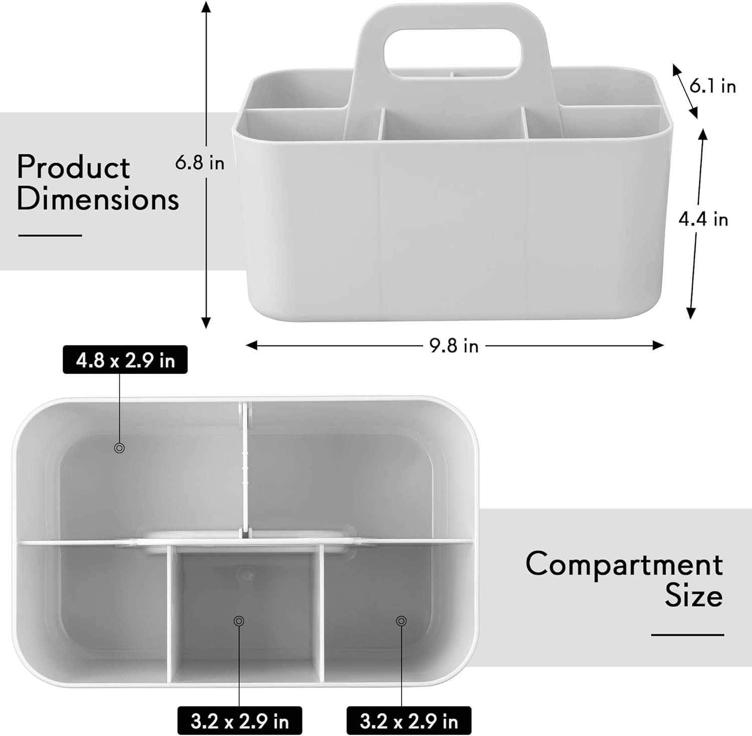 Multipurpose Caddy Organizer, Plastic Caddy with Handle, Stackable Desk Organize