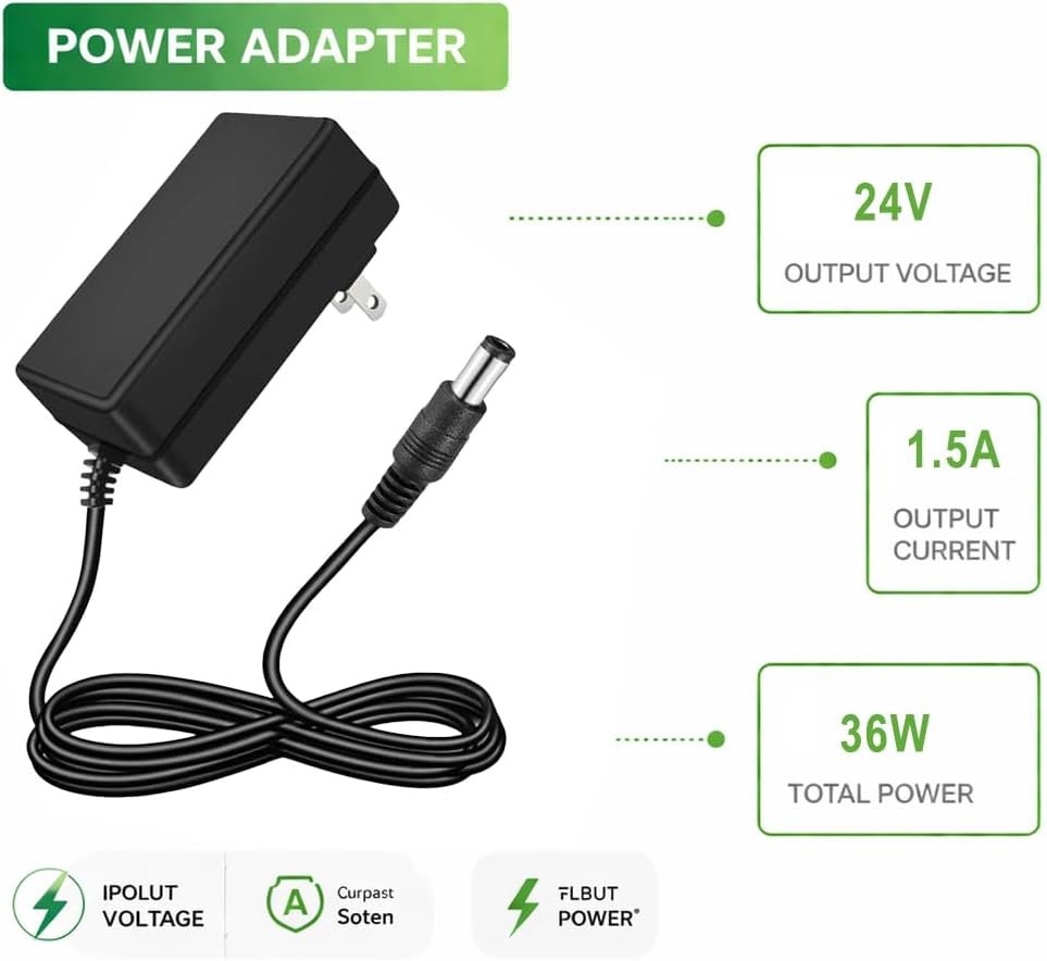 24V 1.5A Power Supply AC Adapter, 100-240V 50-60Hz to DC 24V 1.5A Switching C…