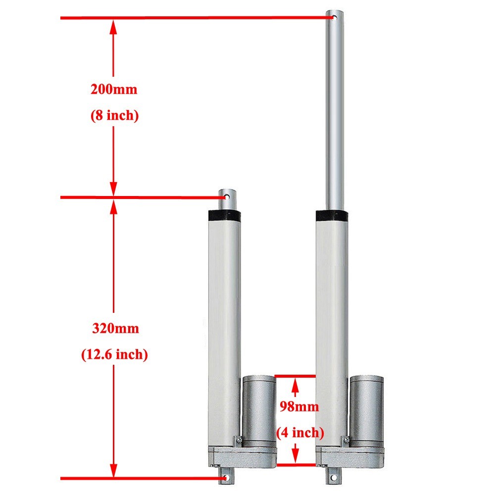 Heavy Duty 8″ Inch Stroke Linear Actuator 1500N/ 330lbs Pound Max Lift 12V Motor