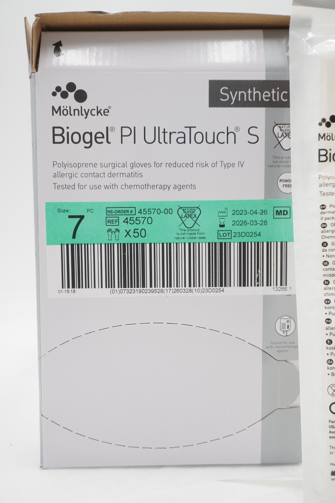 Molnlycke 45570 Biogel PI Ultratouch S Gloves Box/50 Size 7 Exp 03/2026
