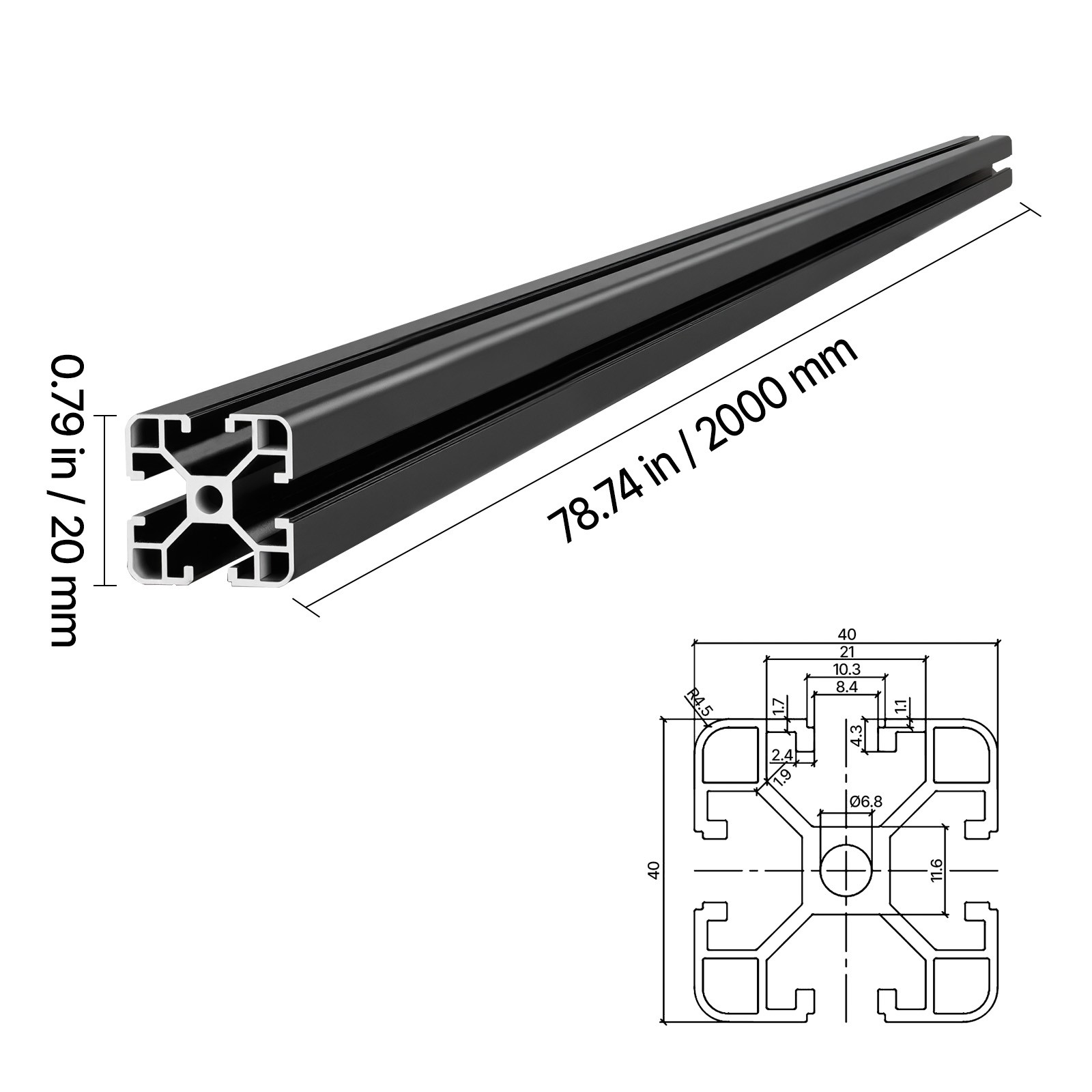 Uimoso 4PCS 4040 Aluminum Extrusion 78.74″ 2000 mm T Slot Anodized Linear Rail
