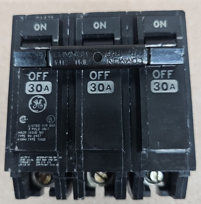 GE General Electric THQB32030 30 Amp 3 Pole 240V Circuit Breaker bolt on