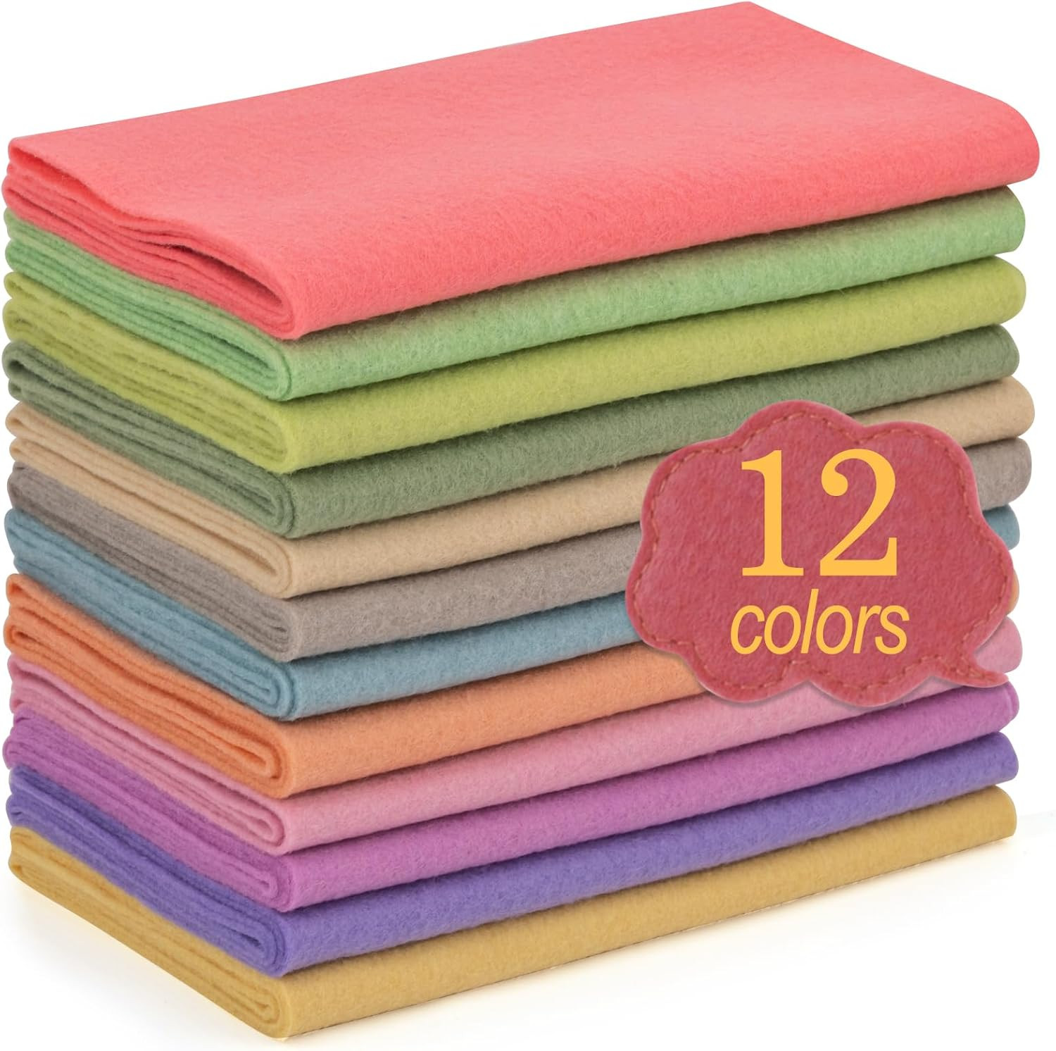 12 Color Morandi Felt Fabric Rolls 8×35 Soft Polyester Craft Sheets 1.4 MM