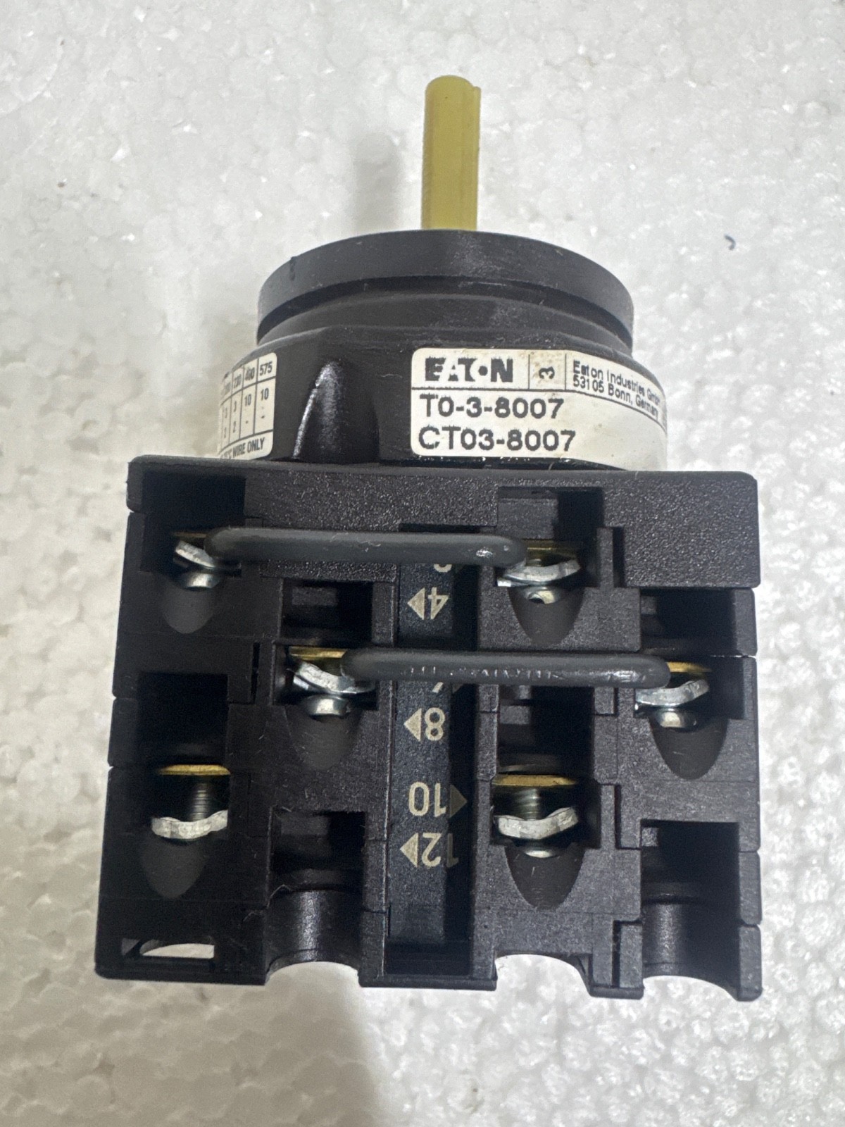 EATON MOELLER T0-3-8007/E voltmeter selector switch