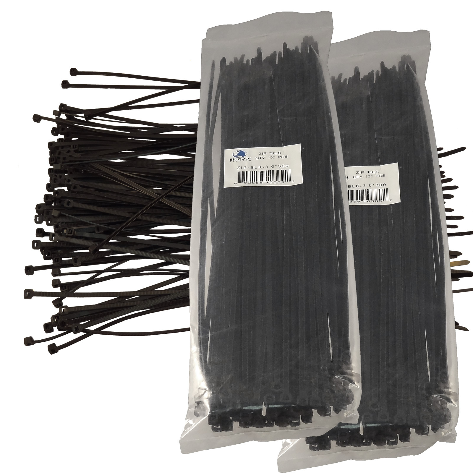200 12″ Cable Ties BLACK 300mm Long 3.6mm Wide 40# Strong Industrial Wire Ziptie