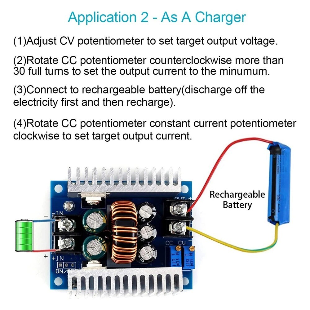 4x DC Converter 20A 300W Step Down Buck-Boost Power Adjustable Charger Board US
