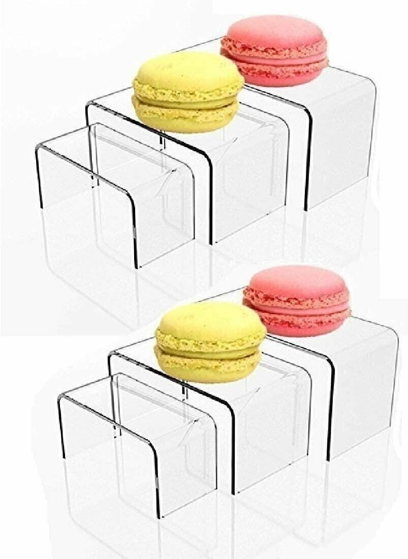 6 Pc Small Clear Acrylic Jewelry Display Risers Showcase Fixtures Bakery