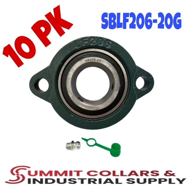(10 PIECES) 1-1/4″ LIGHT DUTY 2 Bolt Flange Bearing, SBLF206-20G SBLF206