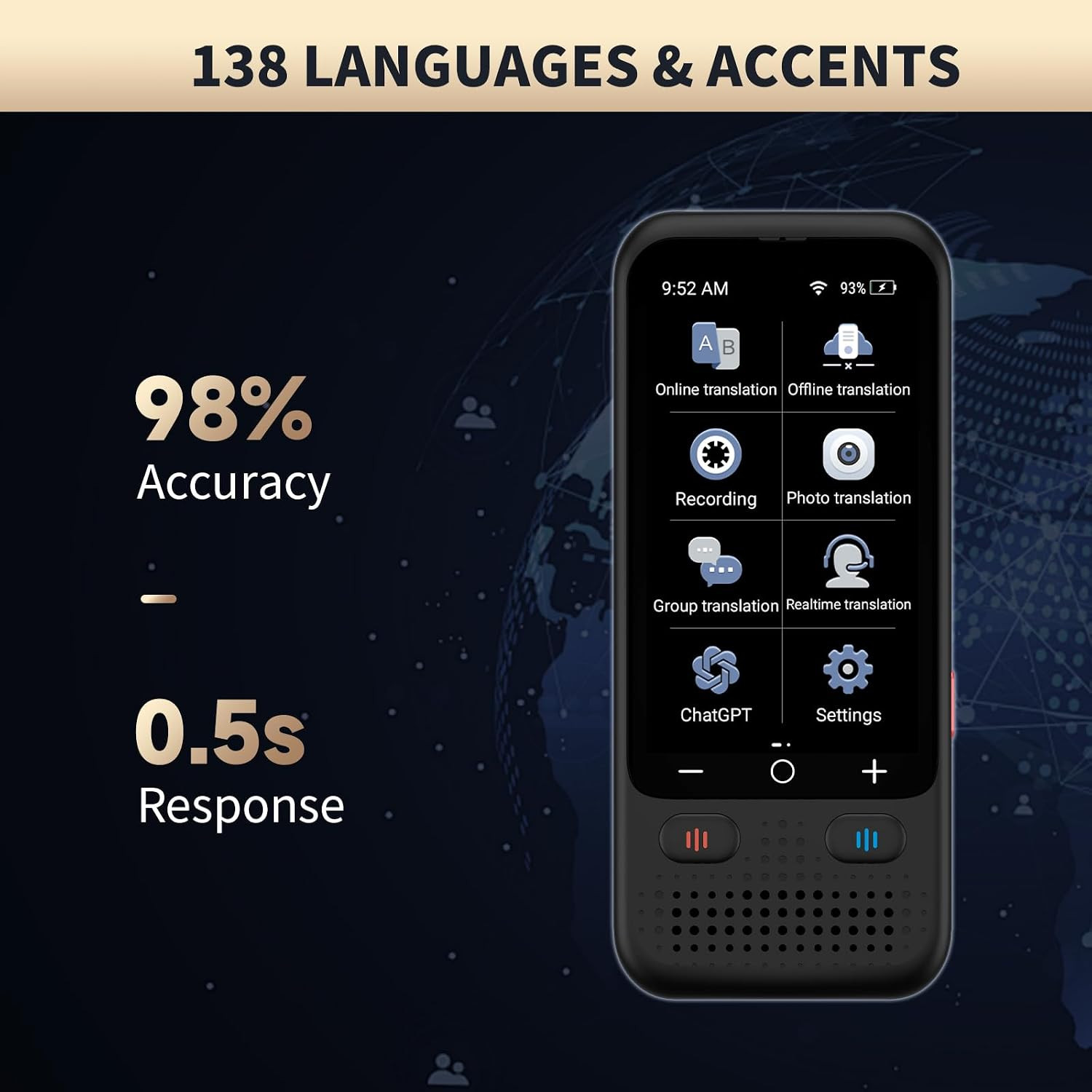 Language Translator Device, Upgraded Chatgpt AI Translator No Wifi Needed, 150+