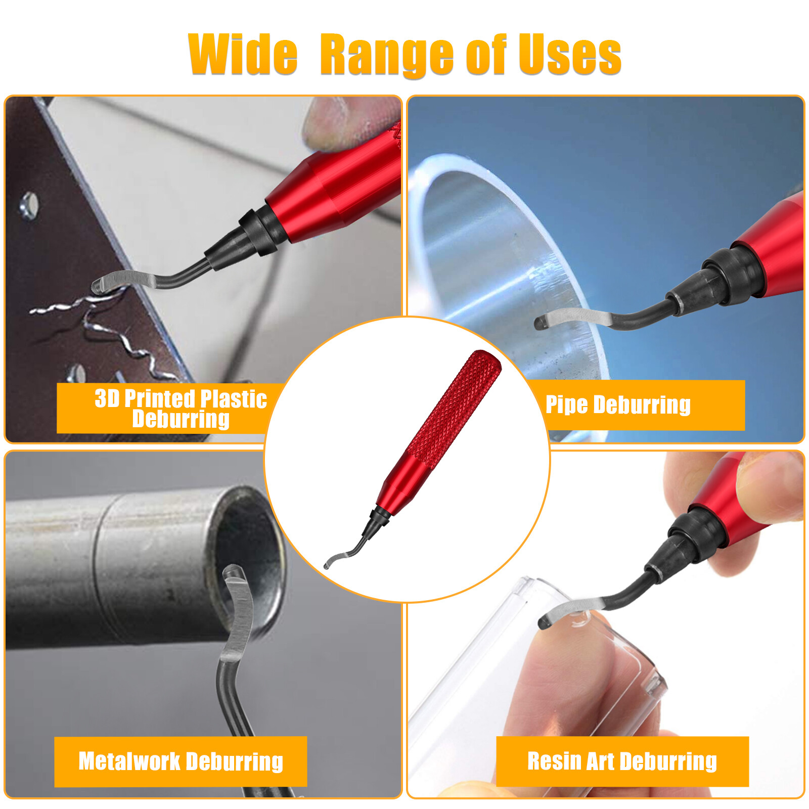 Deburring Tool w/ 15 High Speed Steel Burr Removal Blades Pointed Cutter Pen Kit