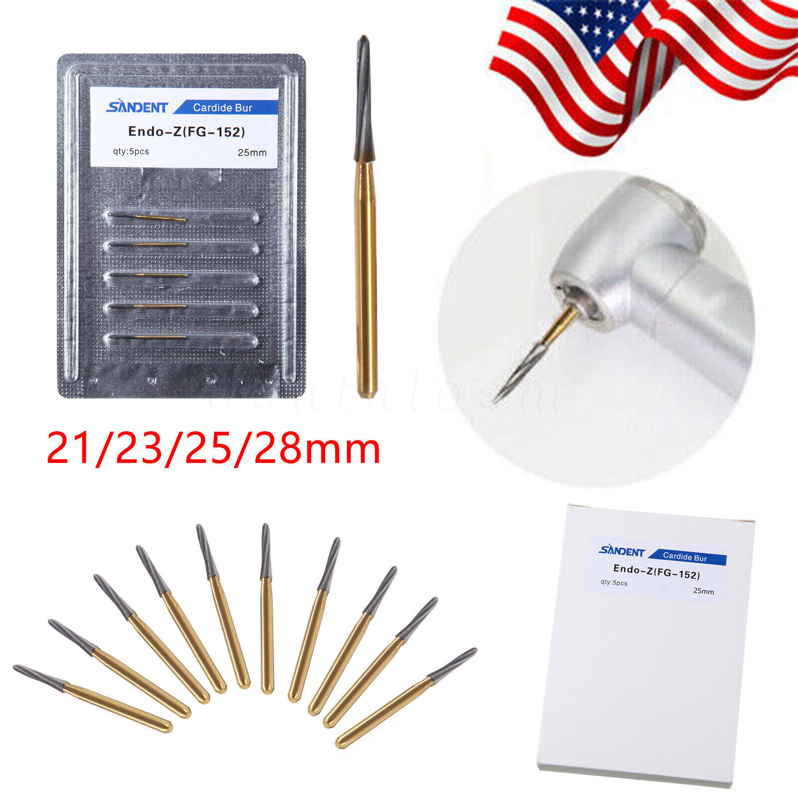 Dental Endo ENDO-Z Tungsten Carbide Burs FG Round Bur High Speed 21/25/28mm