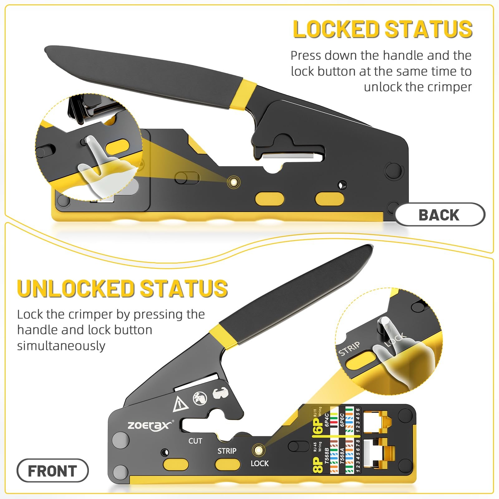 RJ45 Crimping Tool Ethernet Crimp Tool Crimper for RJ11/RJ12 Standard, RJ45 P…